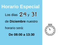 Horario Especial para los días 24 y 31 de diciembre